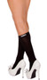 Knee high stockings with ribbon weave at top through eyelets tied into a bow.
