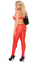 Footless lace peek a boo bodystocking with satin bow detail and open crotch.