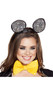 Rhinestone mouse ears on covered headband.