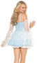 Sassy Cinder Babe princess costume includes sleeveless mini dress with lace and satin bow detail and arm bands. Two piece set.