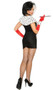 Sexy Dog Napper costume includes bandeau mini dress, dalmation print shrug, neck piece, gloves, wrist band, and cigarette holder. Six piece set.