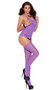 Striped halter neck suspender bodystocking with cut out detail and open crotch.