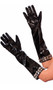 Vinyl elbow length gloves trimmed with square spiked studs.