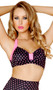 Polka dot retro style halter top with gathered front.