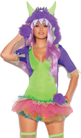 One Eyed Monster costume includes tutu dress, and furry monster hood with one eye. Two piece set.