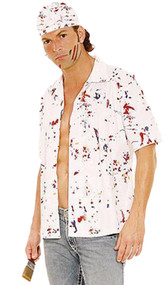 Men's Paint the Town costume includes button down shirt, hat and mini paint brush. Three piece set.