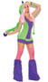 Dino Doll costume includes two-toned halter dress and dinosaur hood. Two piece set.