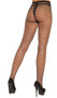 Spandex diamond net pantyhose with sheer toe.