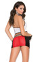 Touchdown Babe set includes mesh cami top and mini skirt with lace up detail. Two piece set.