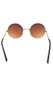 Retro style hippie glasses with gold frames and round lenses.