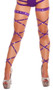 Solid color leg strap with attached garter and rhinestone details. 100 inches long. 2 per package.