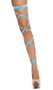 Solid color leg strap with attached garter and rhinestone details. 100 inches long. 2 per package.