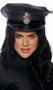 Vinyl police patrol hat features a faux patent leather brim, shiny band and silver button details.
