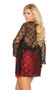Charmeuse chemise with lace bodice halter neck. Lace three quarter sleeve jacket included. Two piece set.