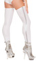 Thigh high astronaut leggings with silver stripes down the side.