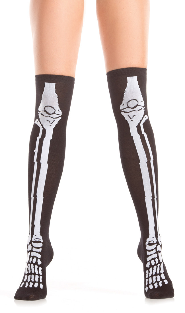 Skeleton Bones Knee High Socks