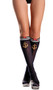 Sailor knee high socks with gold anchor, striped top, and satin bow detail.