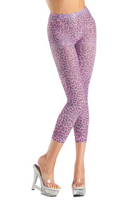 Pink leopard print footless tights.