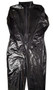 Long sleeve metallic catsuit with mock neck and front zipper opening.