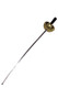 Plastic bandit sword with silver colored blade and gold colored dome style guard.