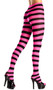 Opaque tights with wide horizontal stripes.