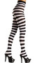 Opaque tights with wide horizontal stripes.