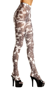 Opaque floral print tights.
