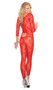 Long sleeve footless lace bodystocking with open heart insert and open crotch.