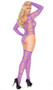 Sheer long sleeve hexagon pattern deep V teddy with matching stockings.