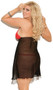 Chiffon halter style babydoll with deep V neckline, attached belt with rhinestone buckle and matching g-string.