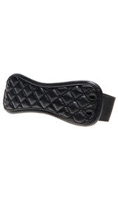 Quilted eye mask with studded detail and elastic back.