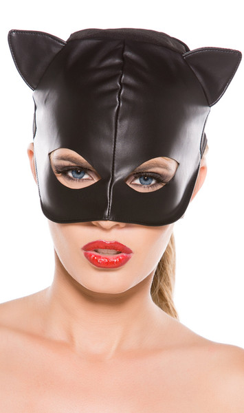 Faux leather cat mask. 
