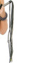 Leather fringe whip with silver handle.