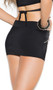 Lycra mini skirt with buckle and zipper detail. Plain back.