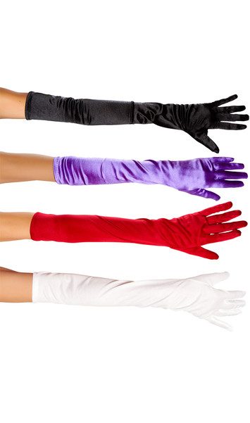 Mid arm length stretch satin opera gloves.