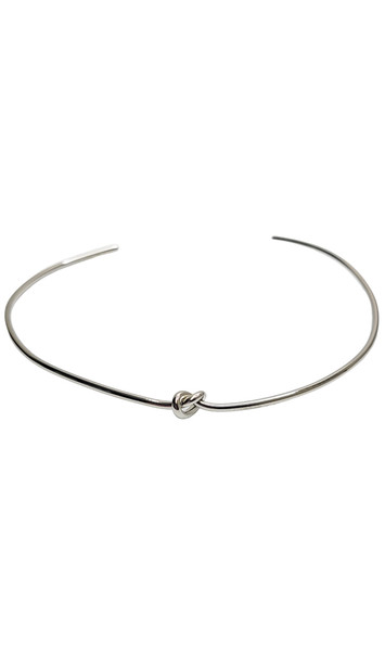 Metal choker with knot detail and open adjustable back.