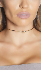 Metal choker with knot detail and open back (adjustable).