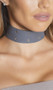 Wide choker with two row grommet detail and adjustable lobster clasp closure.