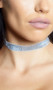 Narrow shimmer choker with adjustable lobster clasp closure.