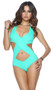 Criss cross cutout monokini with halter neck closure.