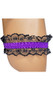Satin leg garter with black lace trim.