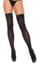 Opaque nylon thigh high stockings with satin bow.