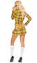 School Girl Without a Clue costume includes crop top with attached vest, plaid blazer, and pleated mini skirt. Three piece set.