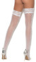 Sheer thigh highs with floral side seam and stay up silicone lace top.