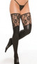 Sleek wet look thigh high tights with top floral lace panels. Four way stretch for a perfect fit.