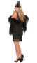 Flapper costume includes sleeveless dress with fringe detail, and sequin headband with feather. Two piece set.