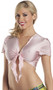 Stretch Lycra short sleeve tie front crop top.