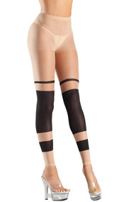 Sheer block stripe footless tights.