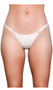 Thong panty with elastic sides and front satin bow detail.