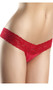 Low rise V cut lace thong with gusset.